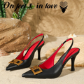 Women’s Liora Open-Back Toe-Ring Stiletto Pumps – Minimalist Chic Pointed-Toe Slim Heels